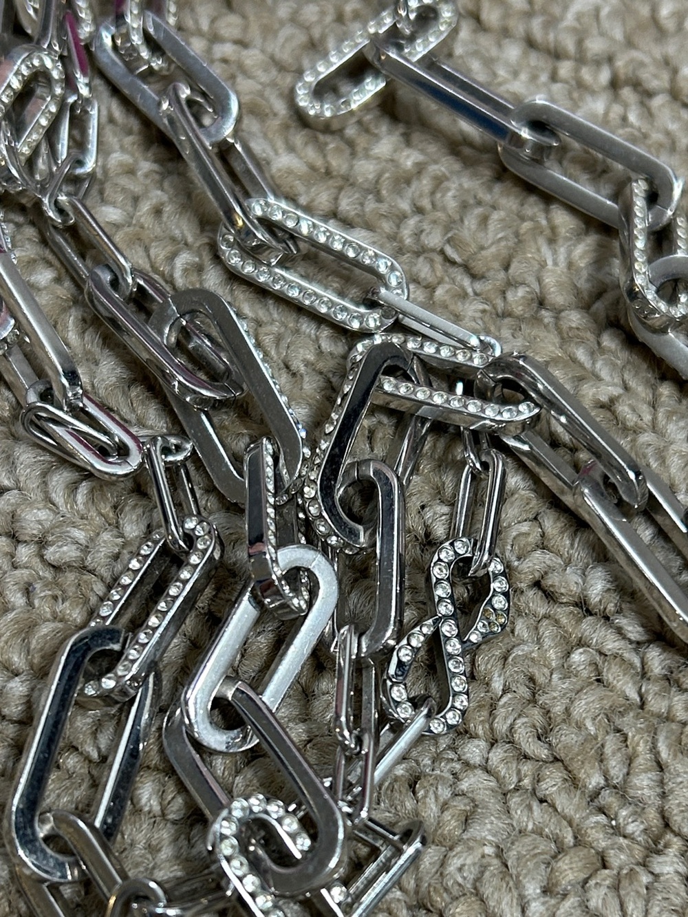 Swarovski Silver-Tone Mixed Textured Paperclip Necklace